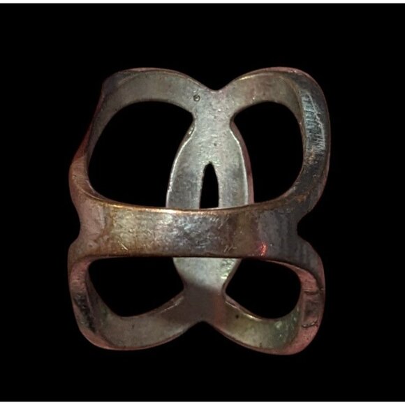 Elegant Glam Silver Tone Rhinestone Crossover Ring Size 6 1/2 - Picture 4 of 12